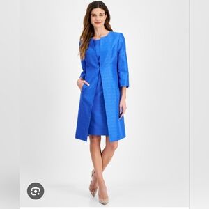 LE SUITWomen's Sheath Dress With Topper Jacket In Cornflower Size 12